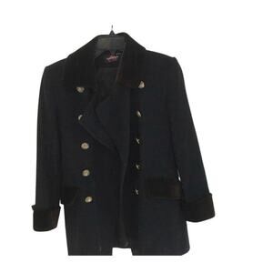 Vintage Alorna Wool Brown Fur Cuff Swing Coat -Medium